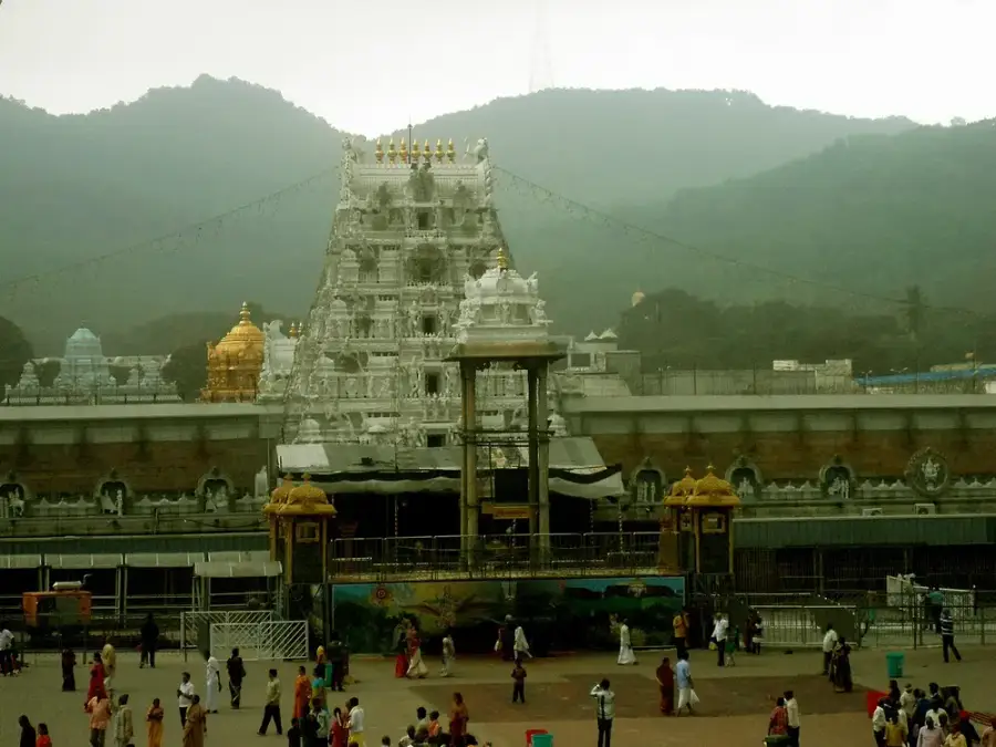 View of the Tirumala Venkateswara Temple and the Tirumala hills